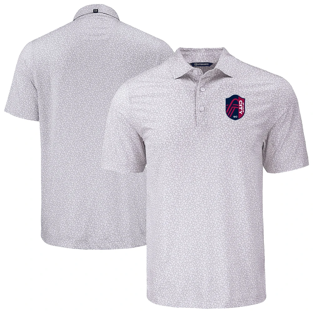 Men's Cutter & Buck Gray St. Louis City SC Big Tall Pike Eco Flora Print Recycled Polo