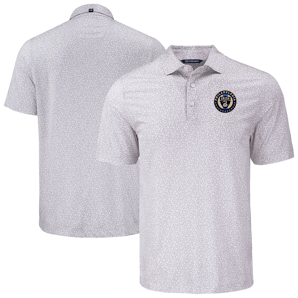 Men's Cutter & Buck Gray Philadelphia Union Big Tall Pike Eco Flora Print Recycled Polo