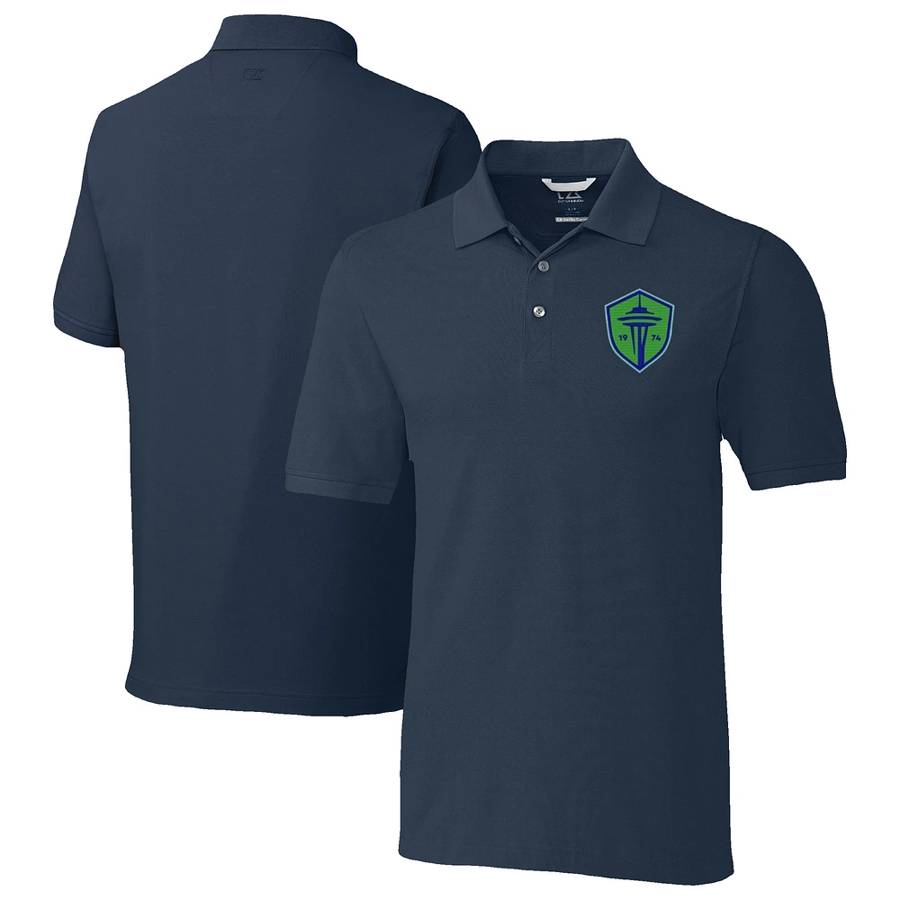 Men's Cutter & Buck Navy Seattle Sounders FC Big Tall Advantage Eco Tri-Blend Pique Polo