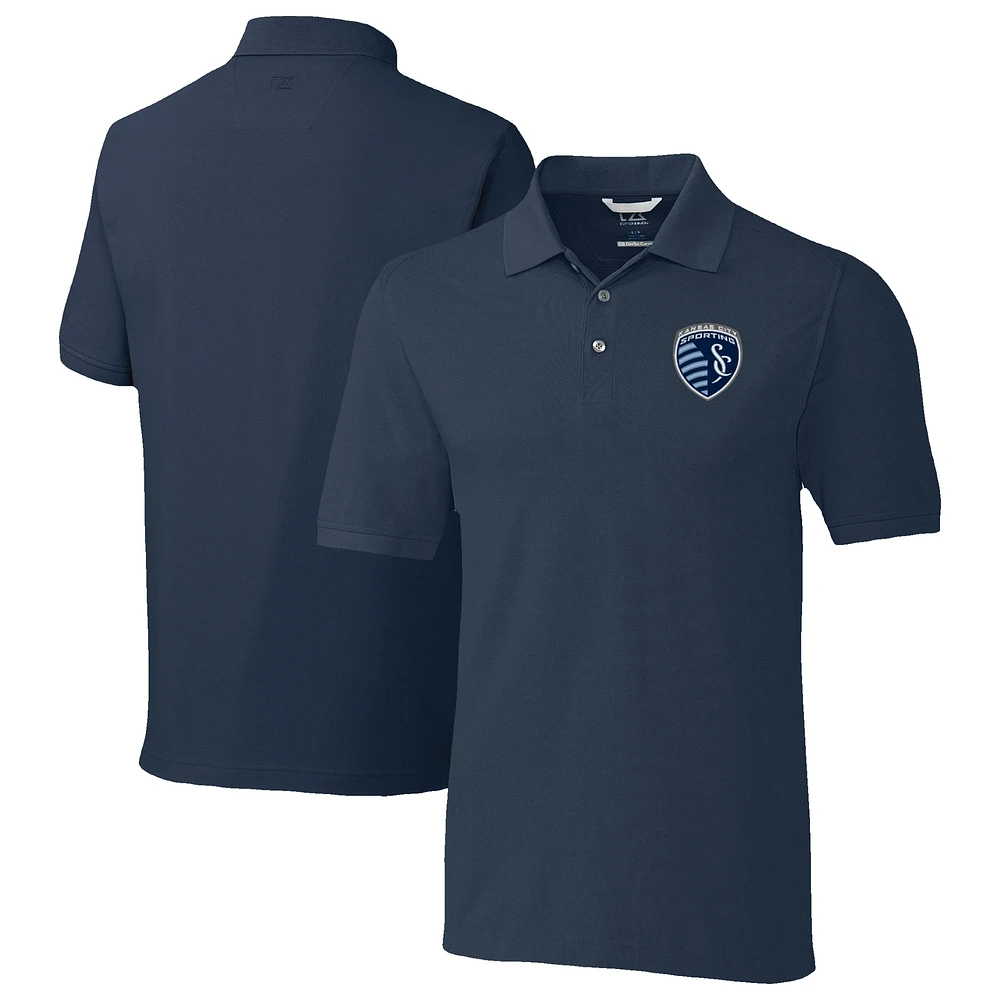 Men's Cutter & Buck Navy Sporting Kansas City Big Tall Advantage Eco Tri-Blend Pique Polo