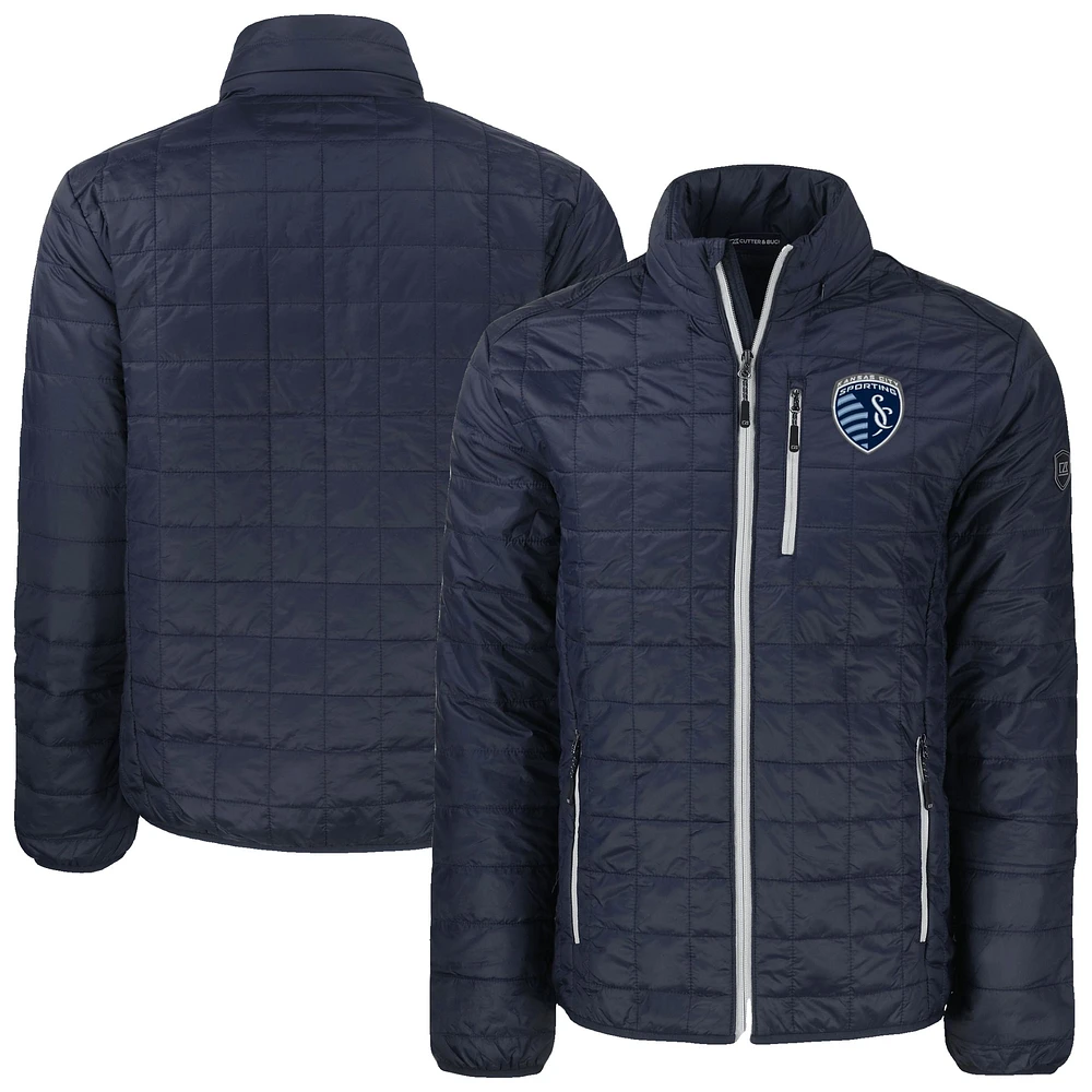 Men's Cutter & Buck Navy Sporting Kansas City Big Tall Rainier PrimaLoft Eco Insulated Full-Zip Puffer Jacket