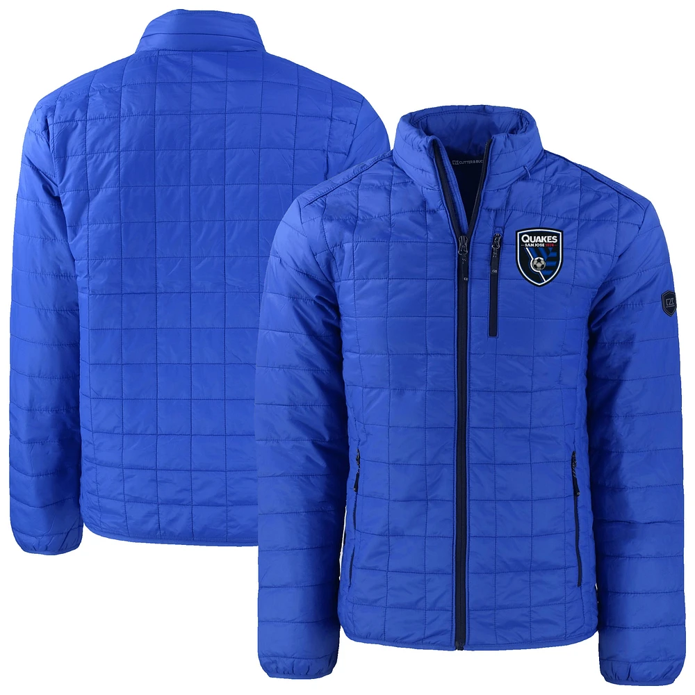 Men's Cutter & Buck Royal San Jose Earthquakes Big Tall Rainier PrimaLoft Eco Insulated Full-Zip Puffer Jacket