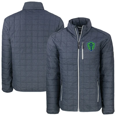 Men's Cutter & Buck Anthracite Seattle Sounders FC Big Tall Rainier PrimaLoft Eco Insulated Full-Zip Puffer Jacket