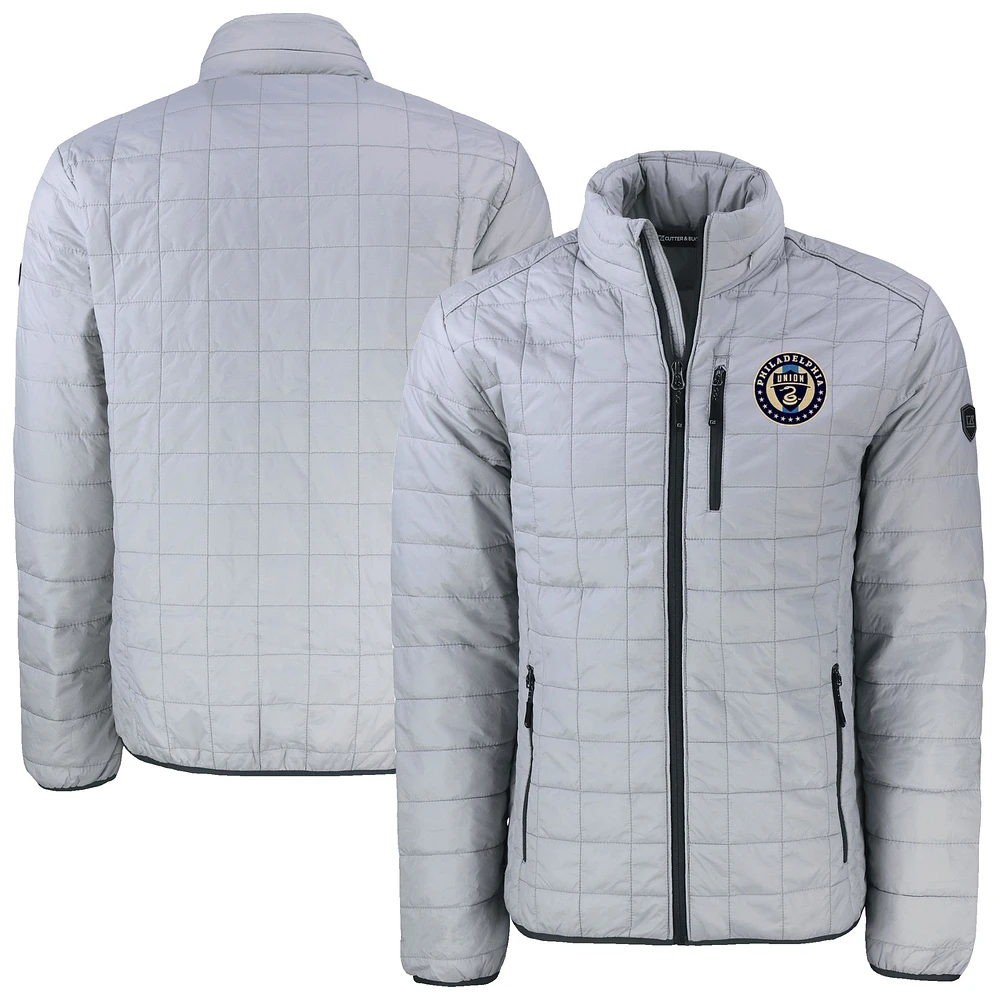 Men's Cutter & Buck Gray Philadelphia Union Big Tall Rainier PrimaLoft Eco Insulated Full-Zip Puffer Jacket