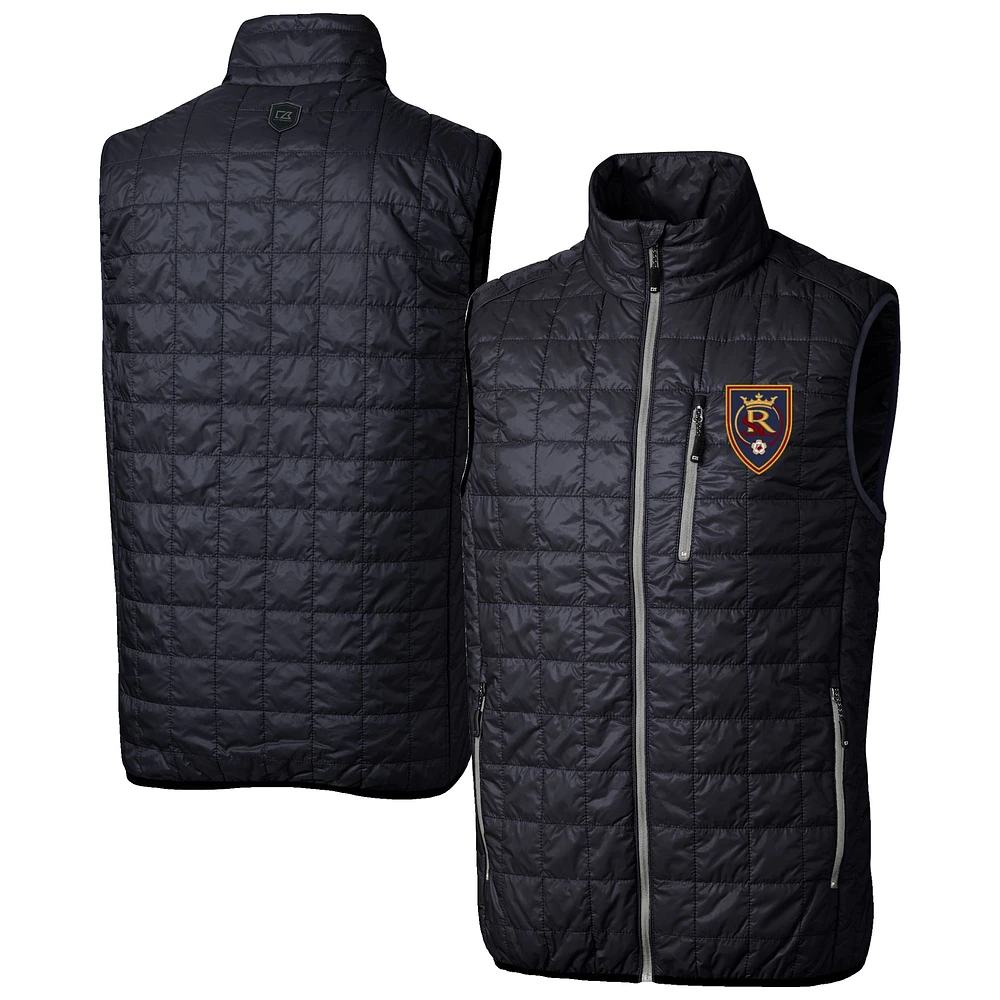 Men's Cutter & Buck Navy Real Salt Lake Big Tall Rainier PrimaLoft Eco Insulated Full-Zip Puffer Vest