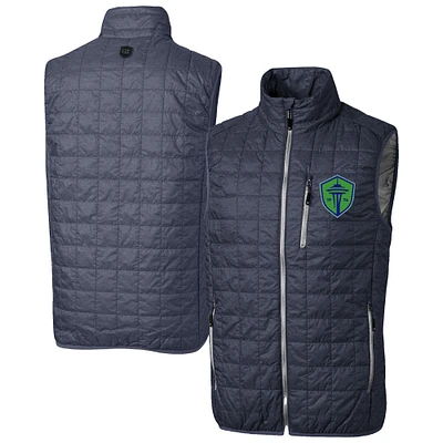 Men's Cutter & Buck Anthracite Seattle Sounders FC Big Tall Rainier PrimaLoft Eco Insulated Full-Zip Puffer Vest