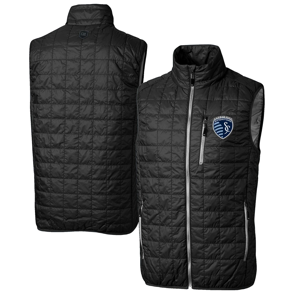Men's Cutter & Buck Sporting Kansas City Big Tall Rainier PrimaLoft Eco Insulated Full-Zip Puffer Vest