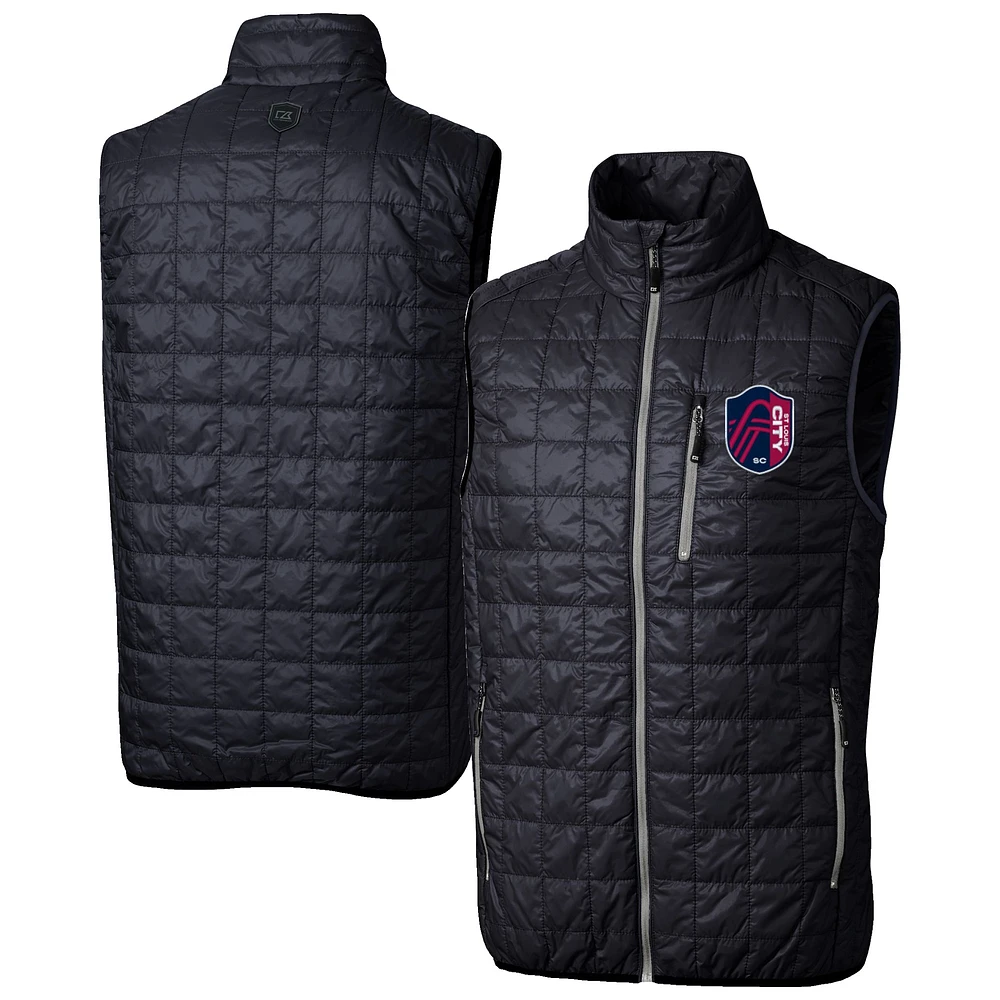 Men's Cutter & Buck Navy St. Louis City SC Big Tall Rainier PrimaLoft Eco Insulated Full-Zip Puffer Vest