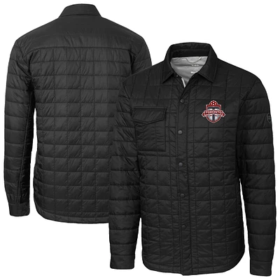 Men's Cutter & Buck Black Toronto FC Big Tall Rainier PrimaLoft Eco Insulated Full-Snap Quilted Shirt Jacket