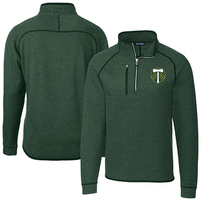 Men's Cutter & Buck Heather Portland Timbers Big Tall Mainsail Sweater-Knit Half-Zip Pullover Top