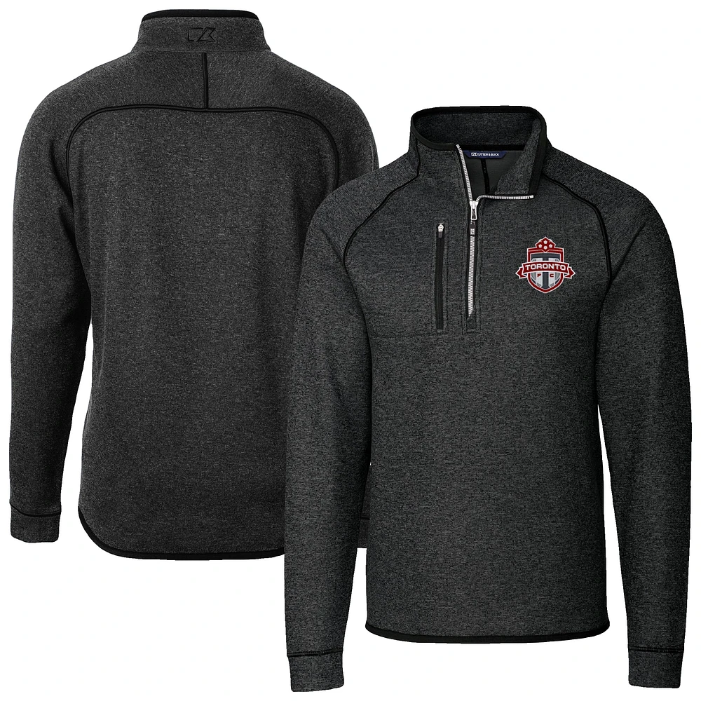 Men's Cutter & Buck Heather Charcoal Toronto FC Big Tall Mainsail Sweater-Knit Half-Zip Pullover Top