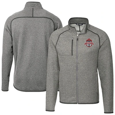 Men's Cutter & Buck Heather Gray Toronto FC Big Tall Mainsail Sweater-Knit Full-Zip Jacket