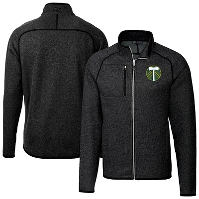 Men's Cutter & Buck Heather Charcoal Portland Timbers Big Tall Mainsail Sweater-Knit Full-Zip Jacket