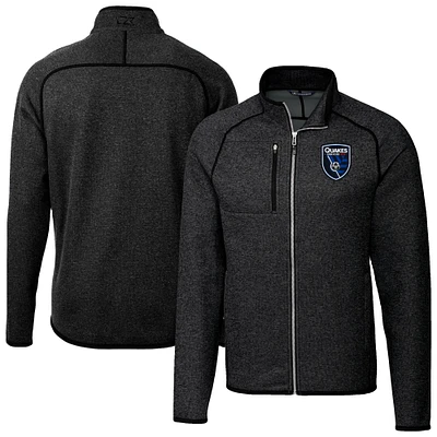 Men's Cutter & Buck Heather Charcoal San Jose Earthquakes Big Tall Mainsail Sweater-Knit Full-Zip Jacket