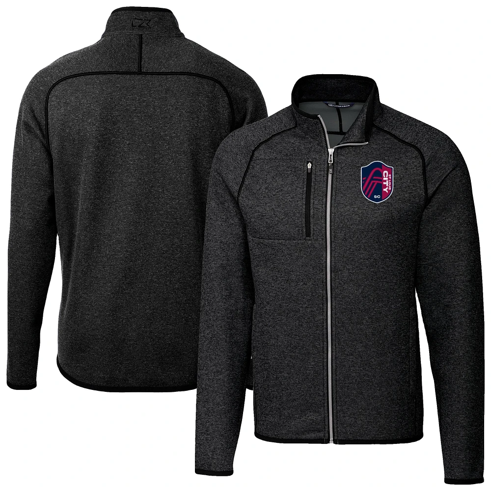 Men's Cutter & Buck Heather Charcoal St. Louis City SC Big Tall Mainsail Sweater-Knit Full-Zip Jacket