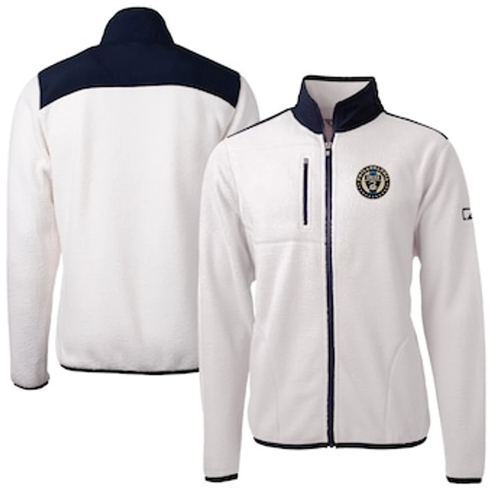 Men's Cutter & Buck White Philadelphia Union Big Tall Cascade Eco Sherpa Fleece Full-Zip Jacket