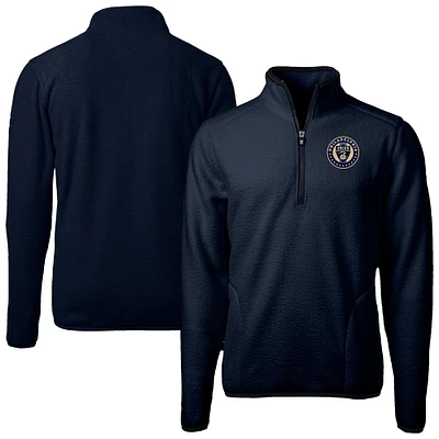 Men's Cutter & Buck Navy Philadelphia Union Big Tall Cascade Eco Sherpa Fleece Quarter-Zip Pullover Jacket