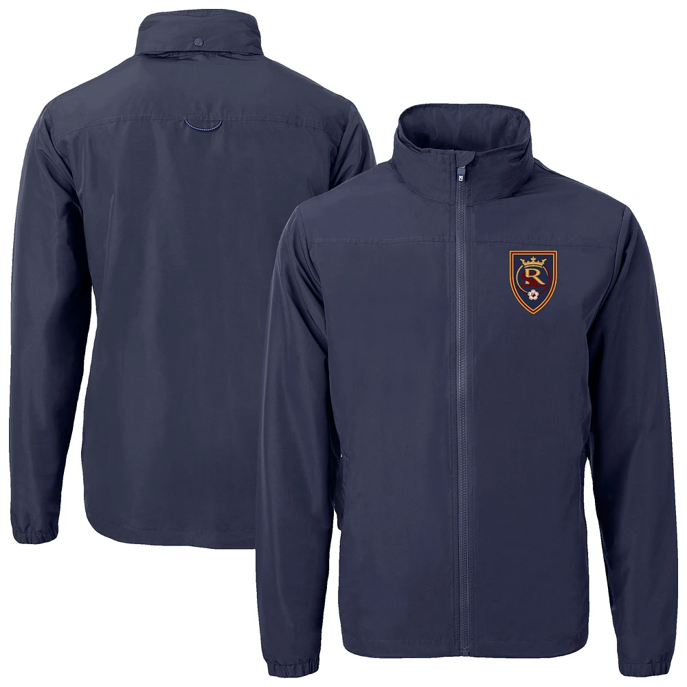 Men's Cutter & Buck Navy Real Salt Lake Big Tall Charter Eco Knit Recycled Full-Zip Hoodie Jacket