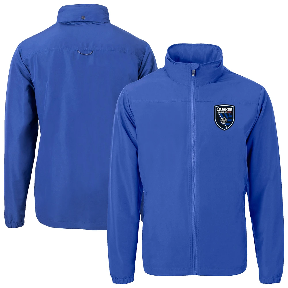 Men's Cutter & Buck San Jose Earthquakes Big Tall Charter Eco Knit Recycled Full-Zip Hoodie Jacket