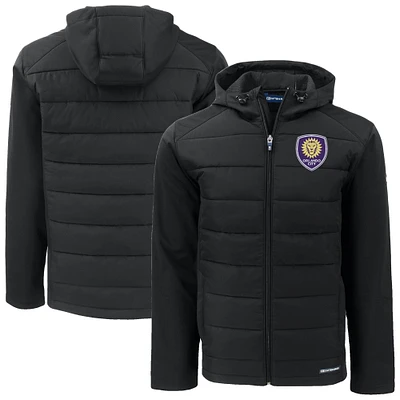 Men's Cutter & Buck Orlando City SC Big Tall Evoke Hybrid Eco Softshell Recycled Full-Zip Hoodie Jacket