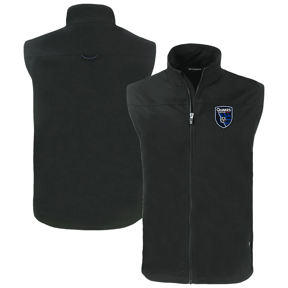 Men's Cutter & Buck San Jose Earthquakes Big Tall Charter Eco Recycled Full-Zip Vest