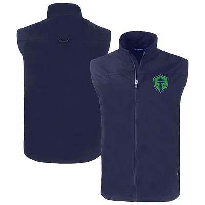 Men's Cutter & Buck Navy Seattle Sounders FC Big Tall Charter Eco Recycled Full-Zip Vest