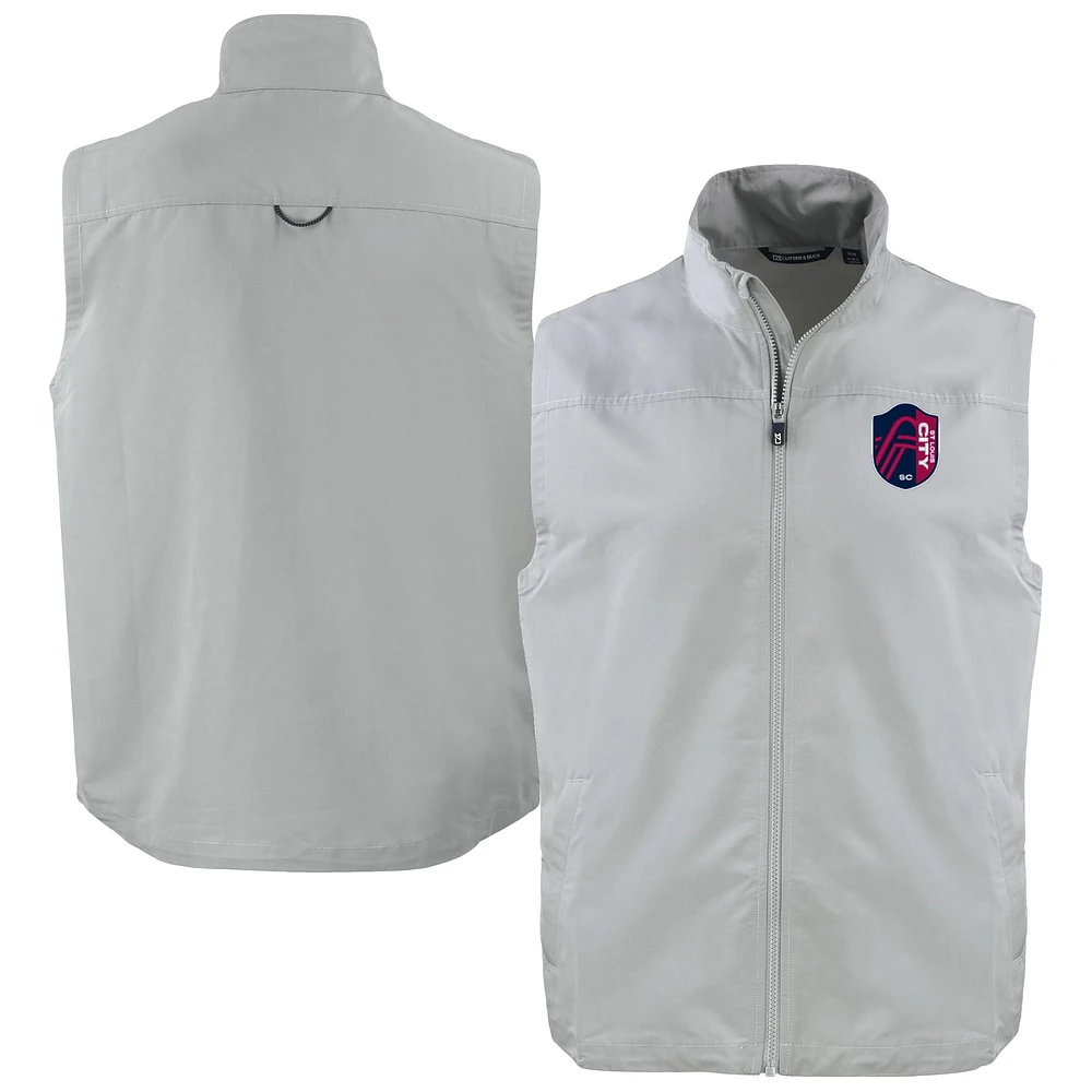 Men's Cutter & Buck Gray St. Louis City SC Big Tall Charter Eco Recycled Full-Zip Vest