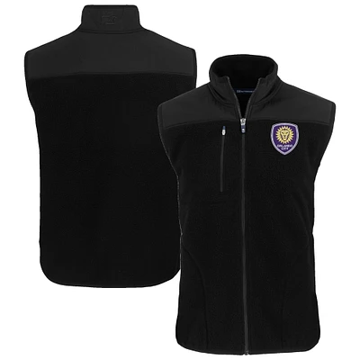 Men's Cutter & Buck Black Orlando City SC Big Tall Cascade Eco Sherpa Fleece Full-Zip Vest