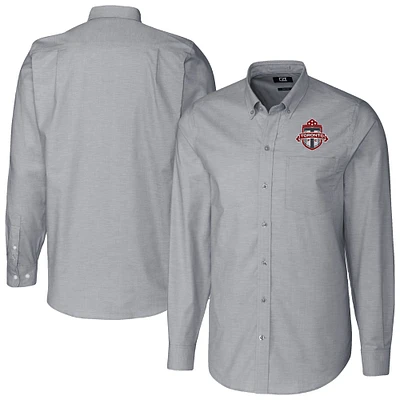 Men's Cutter & Buck Charcoal Toronto FC Big Tall Stretch Oxford Long Sleeve Dress Shirt