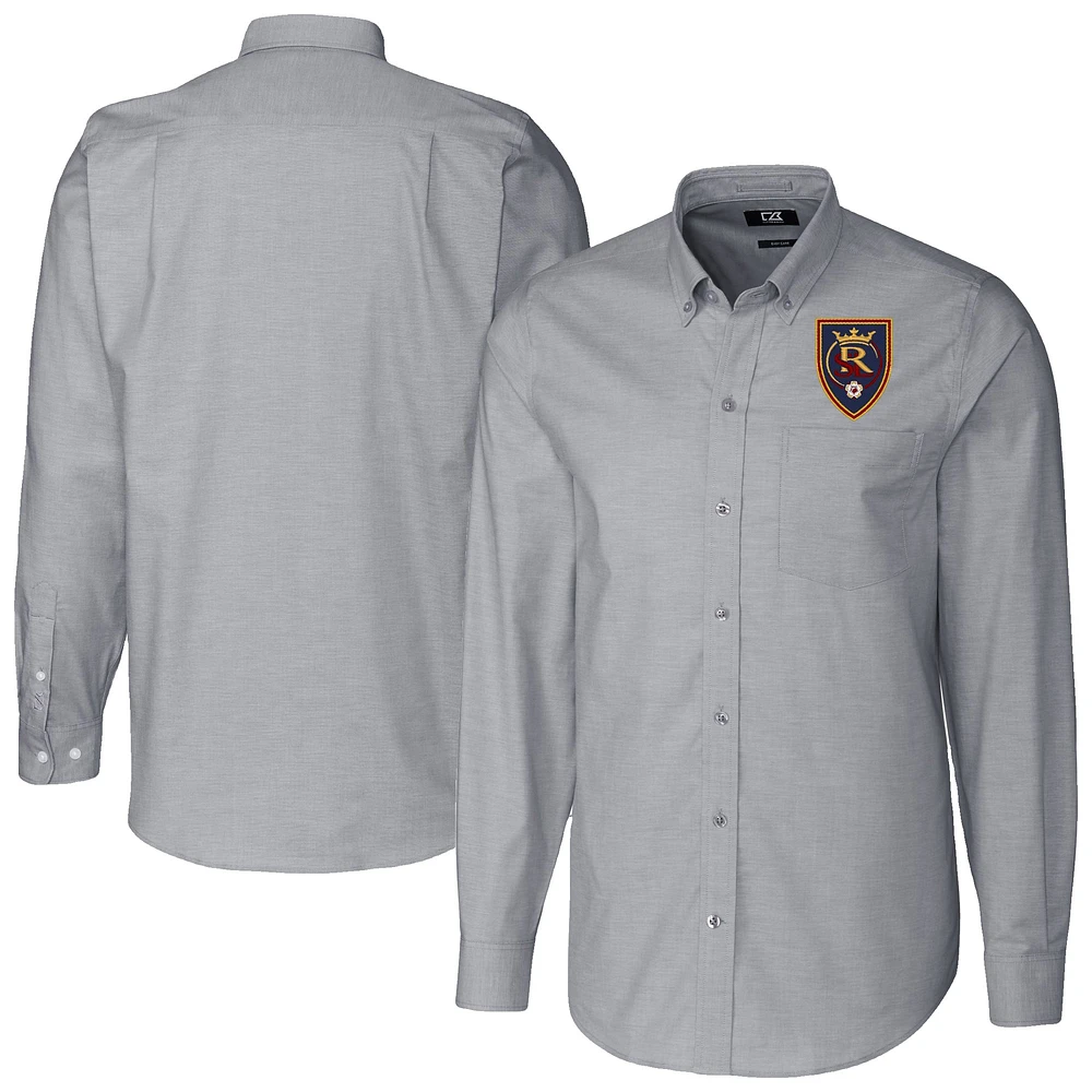 Men's Cutter & Buck Charcoal Real Salt Lake Big Tall Stretch Oxford Long Sleeve Dress Shirt