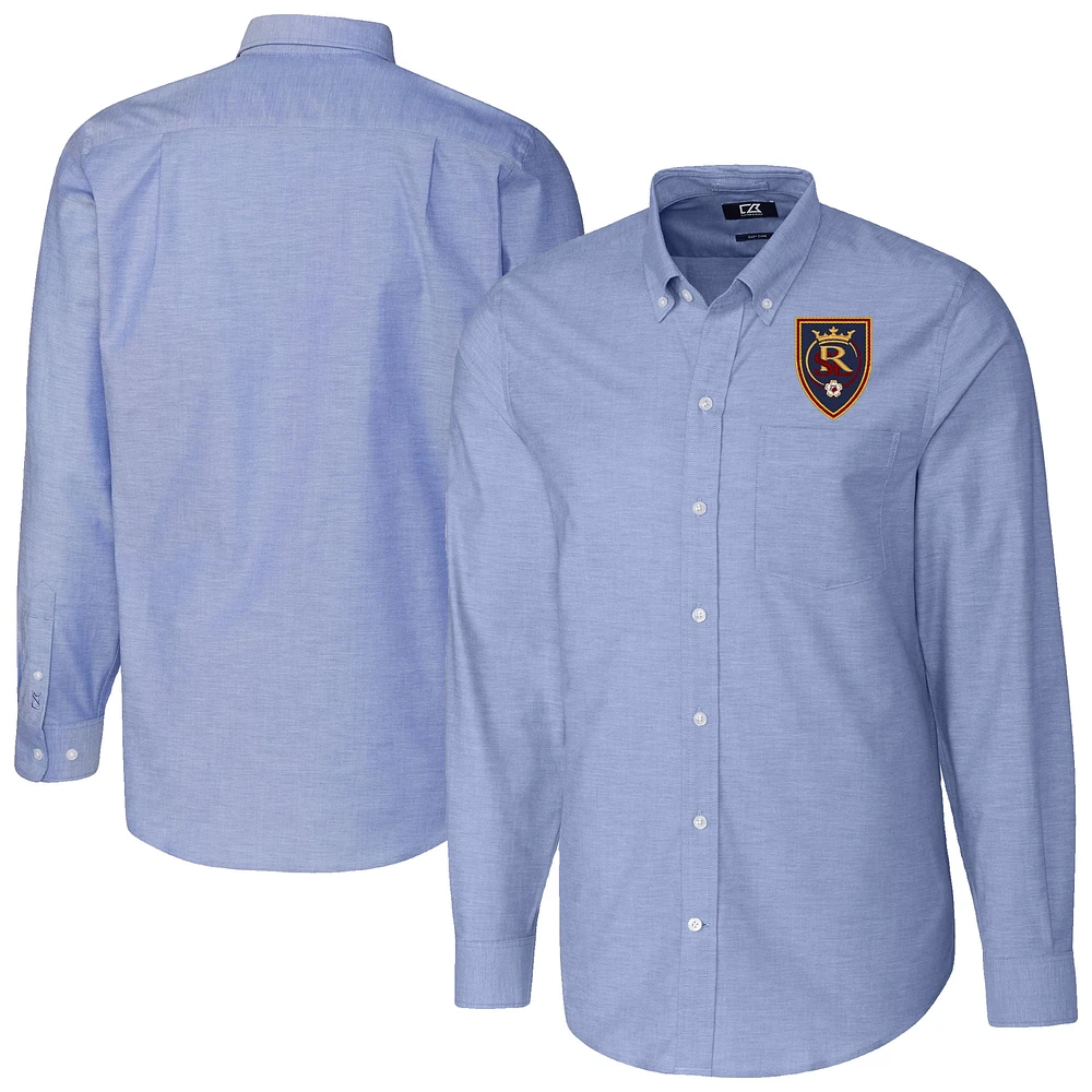 Men's Cutter & Buck Blue Real Salt Lake Big Tall Stretch Oxford Long Sleeve Dress Shirt
