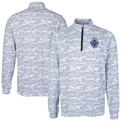 Men's Cutter & Buck Charcoal Vancouver Whitecaps FC Big Tall Traverse Stretch Eco Camo Print Quarter-Zip Top