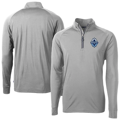 Men's Cutter & Buck Gray Vancouver Whitecaps FC Big Tall Adapt Eco Knit Stretch Recycled Raglan Quarter-Zip Pullover Top