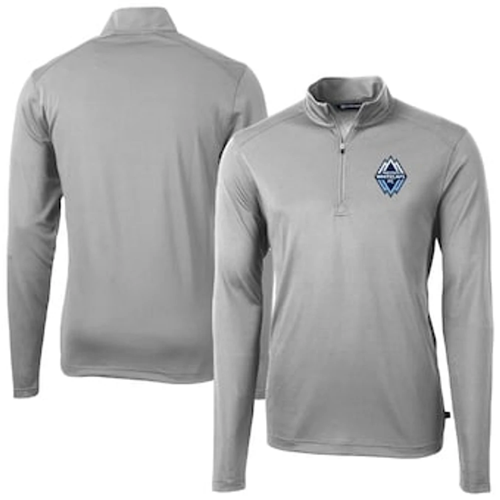 Men's Cutter & Buck Vancouver Whitecaps FC Big Tall Virtue Eco Pique Recycled Quarter-Zip Top