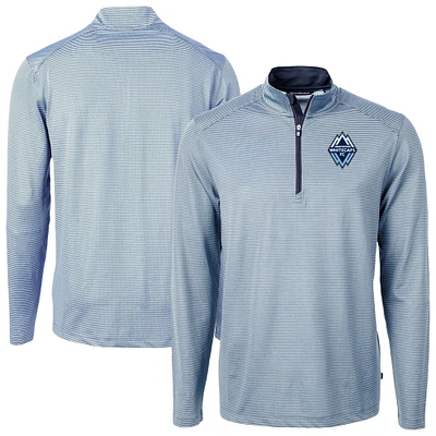 Men's Cutter & Buck Powder Blue Vancouver Whitecaps FC Big Tall Virtue Eco Pique Micro Stripe Recycled Quarter-Zip Top