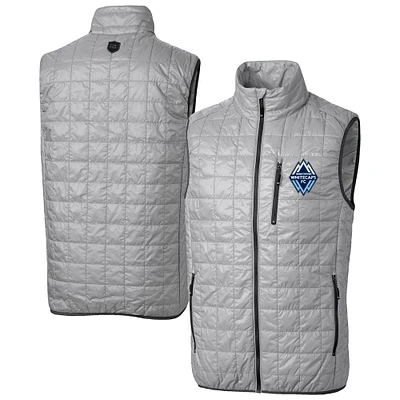 Men's Cutter & Buck Gray Vancouver Whitecaps FC Big Tall Rainier PrimaLoft Eco Insulated Full-Zip Puffer Vest