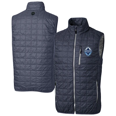 Men's Cutter & Buck Anthracite Vancouver Whitecaps FC Big Tall Rainier PrimaLoft Eco Insulated Full-Zip Puffer Vest