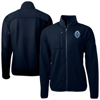 Men's Cutter & Buck Navy Vancouver Whitecaps FC Big Tall Cascade Eco Sherpa Fleece Full-Zip Jacket
