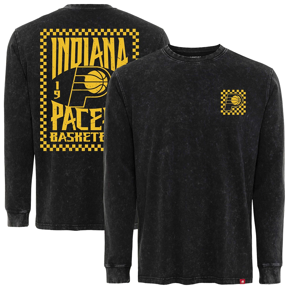 Unisex Sportiqe Black Indiana Pacers Distressed Bono Long Sleeve T-Shirt