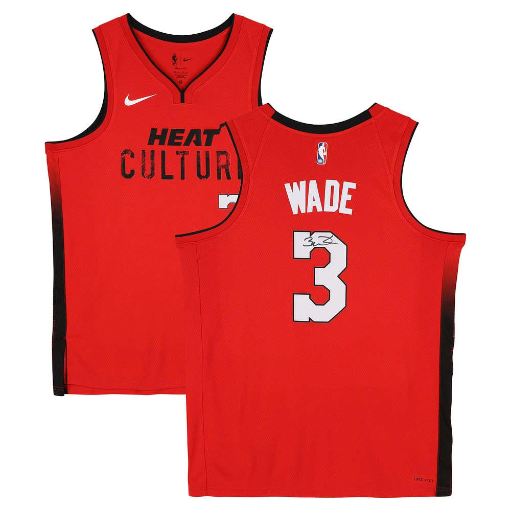 Dwyane Wade Miami Heat Autographed Red 2024-25 City Edition Swingman Jersey