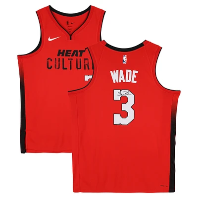 Dwyane Wade Miami Heat Autographed Red 2024-25 City Edition Swingman Jersey