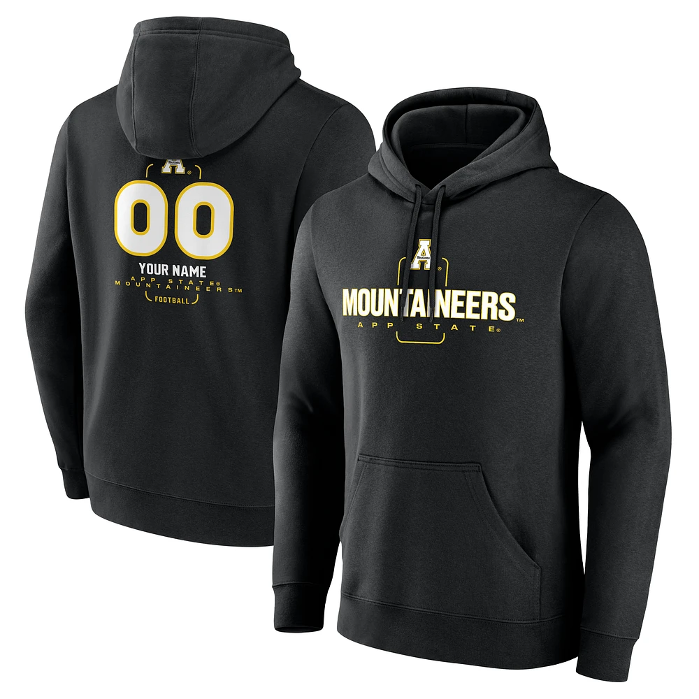 Men's Black Appalachian State Mountaineers Personalized Name & Number Midfielder Pullover Hoodie