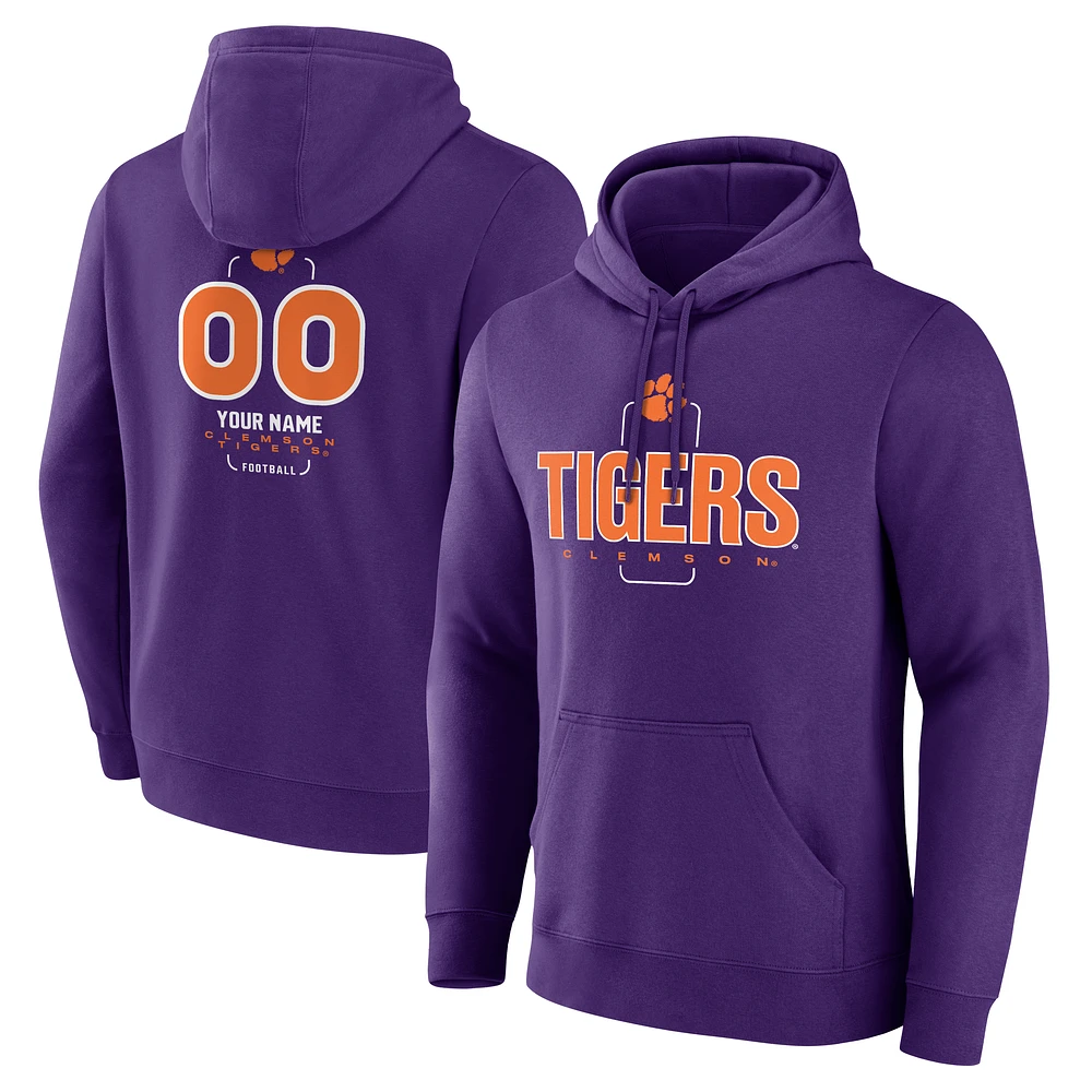 Men's Purple Clemson Tigers Personalized Name & Number Midfielder Pullover Hoodie
