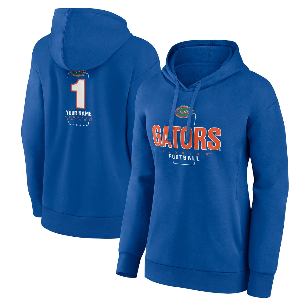 Women's Royal Florida Gators Personalized Any Name Midfielder Pullover Hoodie