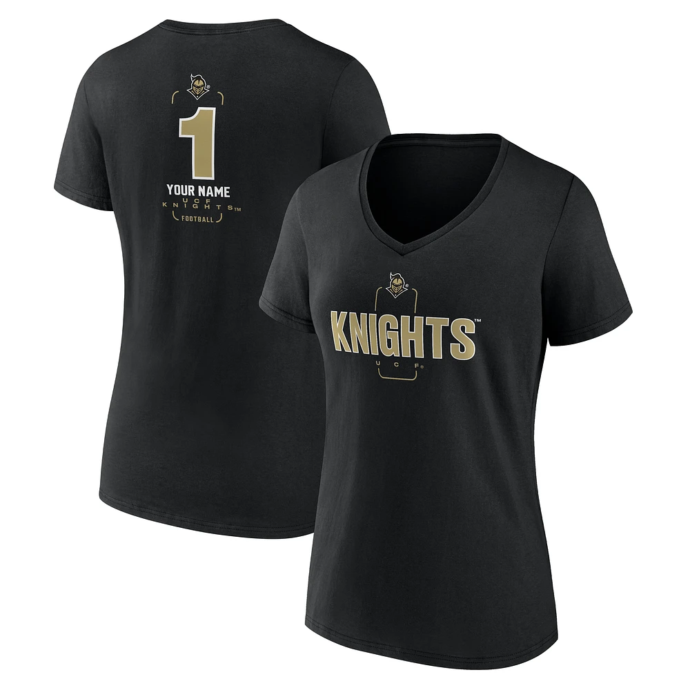 Women's Black UCF Knights Personalized Any Name Midfielder V-Neck T-Shirt