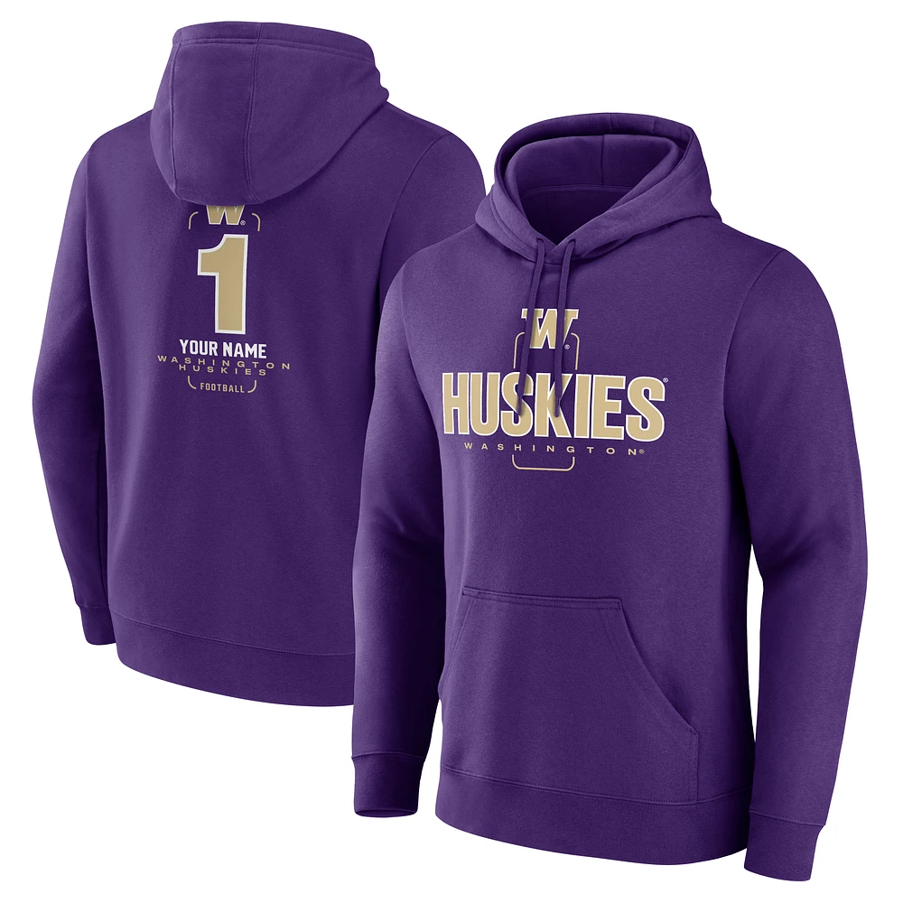 Men's Purple Washington Huskies Personalized Any Name Midfielder Pullover Hoodie