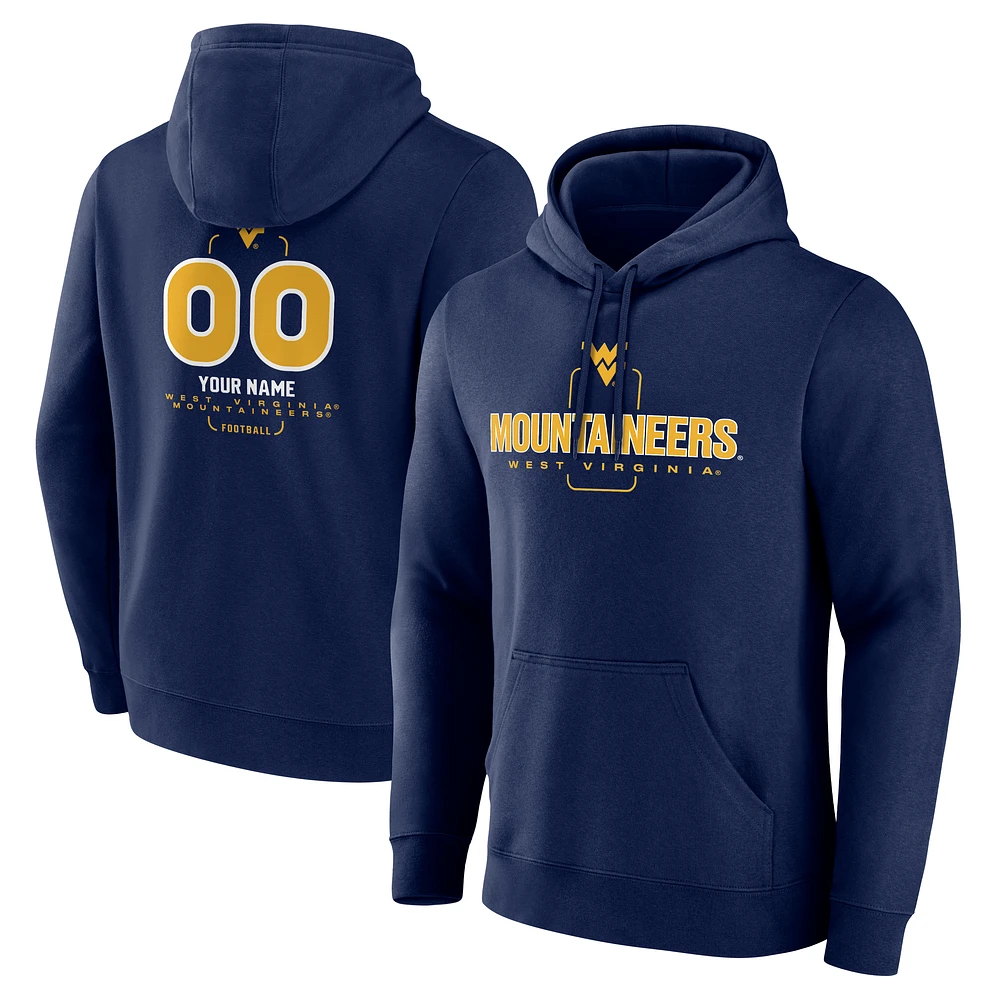 Men's Navy West Virginia Mountaineers Personalized Name & Number Midfielder Pullover Hoodie
