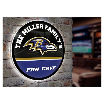 Baltimore Ravens Personalized 23" Round LED Wall Sign