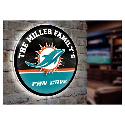 Miami Dolphins Personalized 23" Round LED Wall Sign