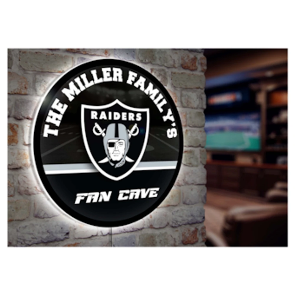 Las Vegas Raiders Personalized 23" Round LED Wall Sign